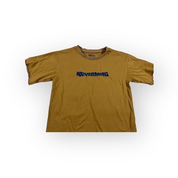 Nirvana NEVERMIND Crew Cropped Graphic Print Embroidered Band Tee T-shirt Sz M - Picture 2 of 7